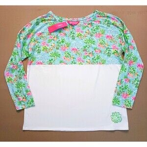 NWT $78 Disney X Lilly Pulitzer Finn L/S T Shirt Mickey Minnie Floral Print XL